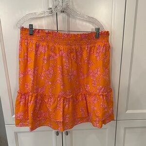 J. Crew Vibrant Orange and Pink Mini Skirt